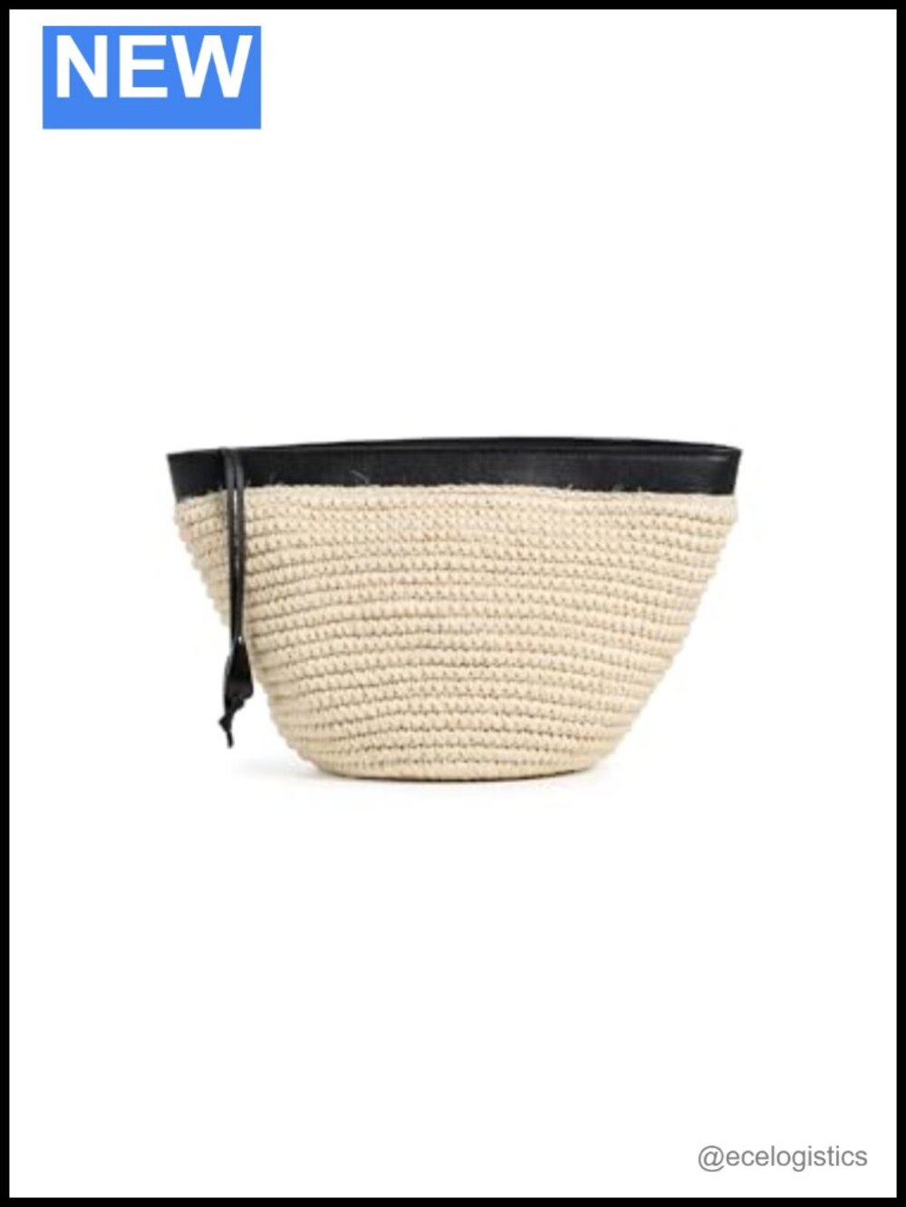 Hunting Season Women's Large Zip Clutch Raffia Woven Leather Trim 9L